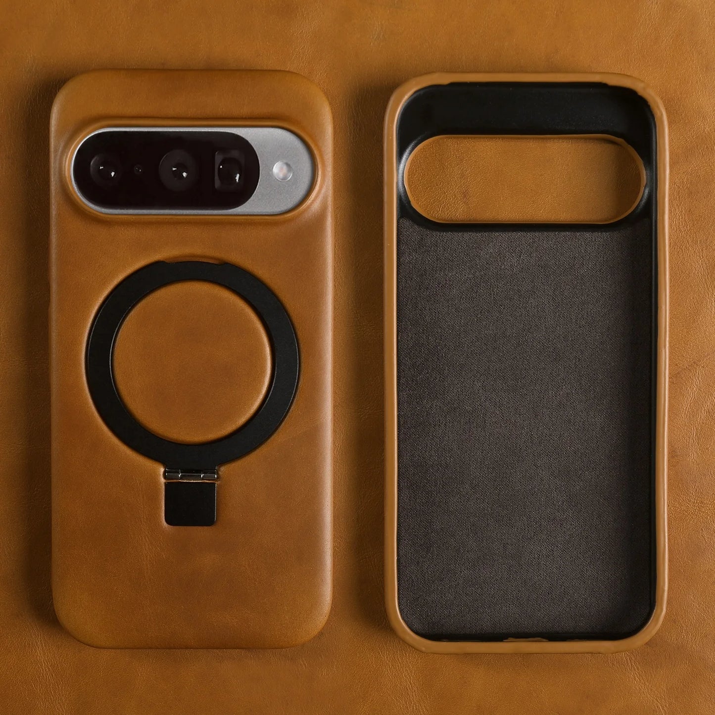 Luxury Magnetic Bracket Holder Genuine Leather Case For Google Pixel 10 Pro XL pixel10  8A 9pro 7A 6A 5A Full Wrapped Back Cover