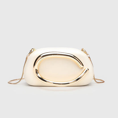 Classic round Box Handheld Dinner Bag Miniature Retro Metal Handle Chain Shoulder Strap Crossbody Bag Street Trend Hard PU Bag