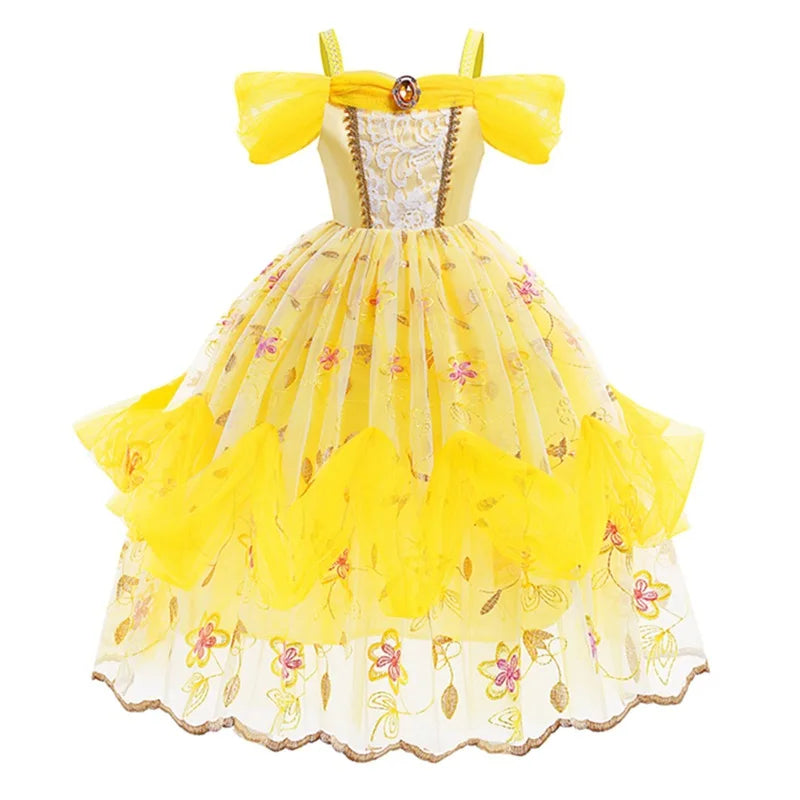 Kids Belle Costume Girl Halloween Princess Cosplay Party Dress Children Birthday Clothes Carnival Fancy Dress
