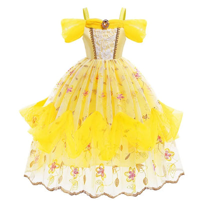 Kids Belle Costume Girl Halloween Princess Cosplay Party Dress Children Birthday Clothes Carnival Fancy Dress