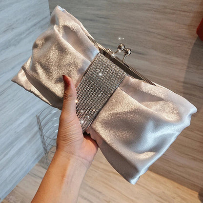Woman Evening Bag Rhinestone Clutch Crystal Dinner Clutch Wallet Wedding Purse Party Banquet  Black Butterfly