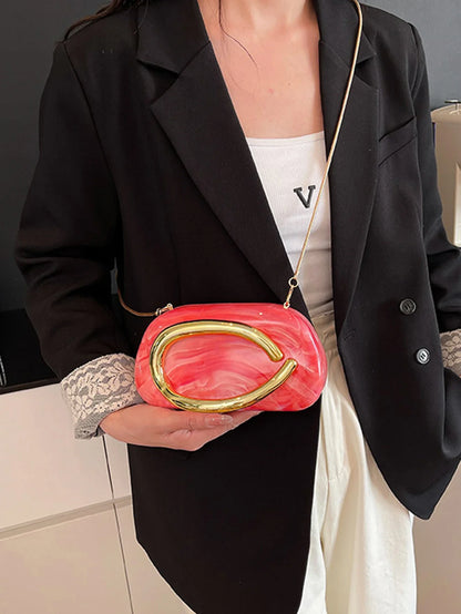 Women's Sealed Box Shaped Acrylic Clutch Fashion Dinner Wedding Party Handbag Elegant Luxury Designer Crossbody Shoulder Bag