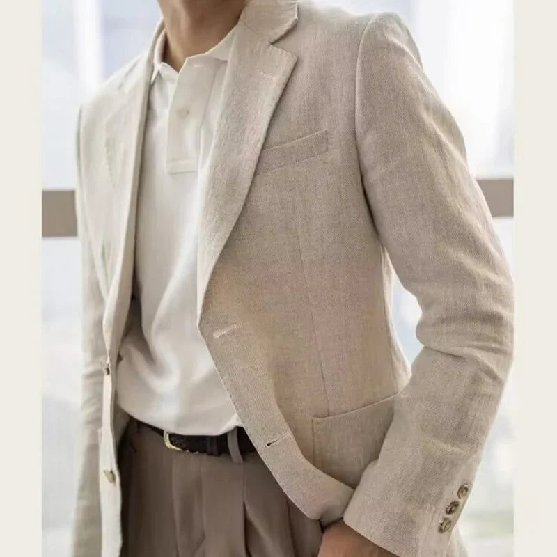 Summer Linen Casual Breathable Men's Lightweight Breathable Slim-Fit Blazer Vintage Italian Style Trendy