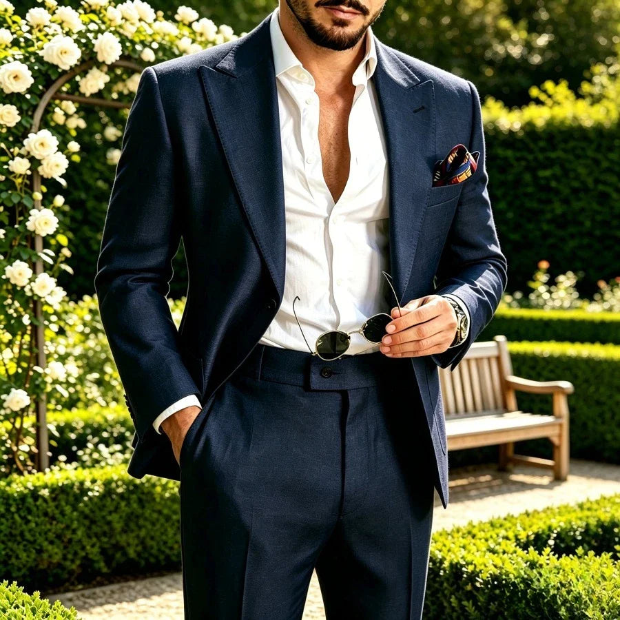 Sage Green Linen Men Suit 2 Piece Set Beach Wedding Lightweight Summer Casual Groom Suits Outdoor Mens Fashion Suit 2026