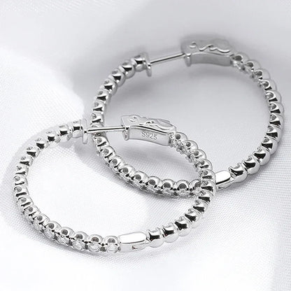 18K Plated 1.74-6.5cttw All Moissanite Hoop Earrings for Women Lab Diamond Jewelry 100% 925 Sterling Silver Earring