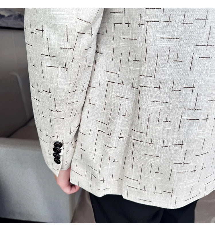 High Quality Jacquard Suit Jacket for Men 2025 Fashion Korean Style Slim Fit Business Casual Wedding Social Dress Coats 4XL-M