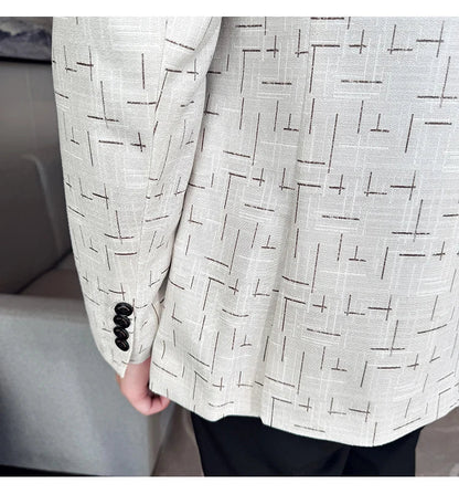 High Quality Jacquard Suit Jacket for Men 2025 Fashion Korean Style Slim Fit Business Casual Wedding Social Dress Coats 4XL-M