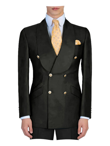 Mens Mint Green Double Breasted Blazer Slim Fit Shawl Collar Formal Sport Coat with Gold Buttons for Groom Prom Business Casual
