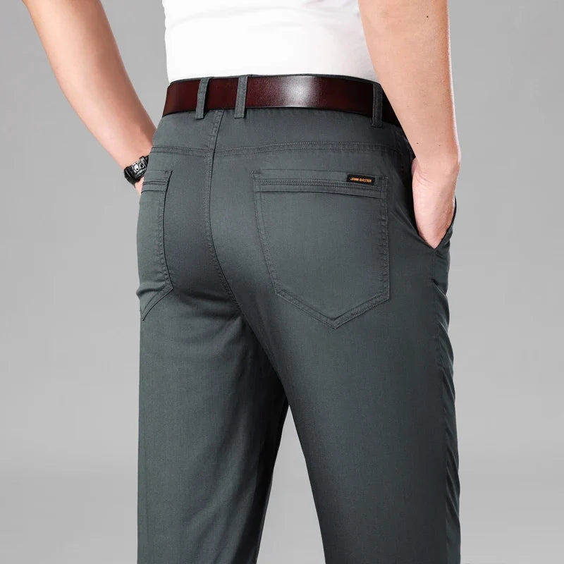2024 Summer New Men's Business Thin Straight Casual Pants Classic Style cotton Stylish Stretch Luxury Trousers Male Brand
