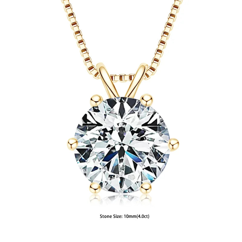 Certified Multi-size Round Moissanite Solitaire Pendant Necklaces 925 Sterling Silver Necklace For Women Jewellry Gifts