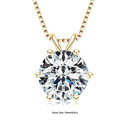Certified Multi-size Round Moissanite Solitaire Pendant Necklaces 925 Sterling Silver Necklace For Women Jewellry Gifts