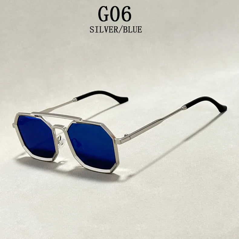 Blue Square Sunglasses For Men Retro Metal Steampunk Sunglasses Women Vintage Fashion Glasses Gafas De Sol Hombre Zonnebril Sun