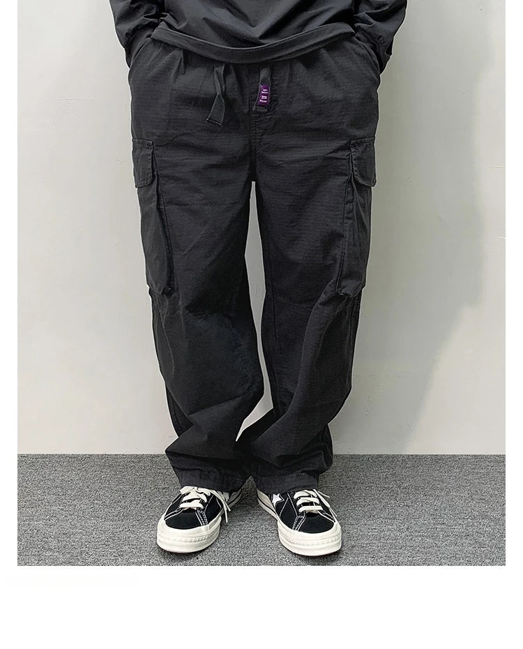 High Quality Cotton Cargo Pants Mens Clothing Plus Size Casual Pants Japanese Harajuku Casual Tactical Joggers Baggy Trousers