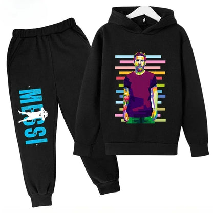 Messi Print Children's Set Sports Hoodie Pants Suit 2pcs Set Boys Girls Baby Kid Clothing Casual Fashion Autumn Winter sportsuit