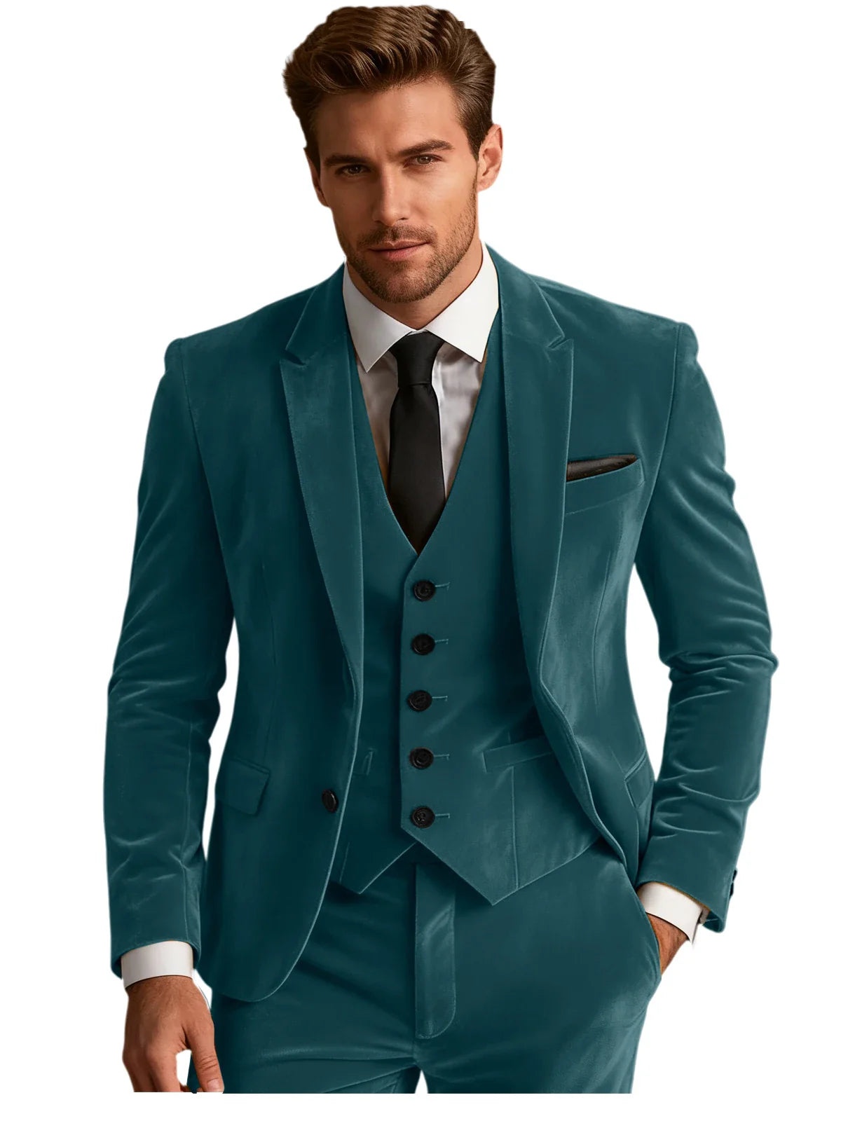 Elegant Wedding Men's Suit Business Tuxedos Formal 3 Piece Set Jacket Vest Pants Single Breasted Men Sport Coats Blazers