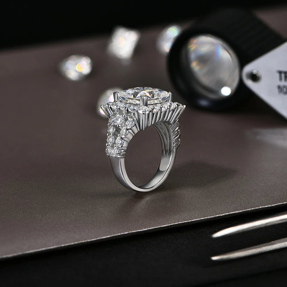 S925 Silver Moissanite Engagement Ring for Women 6CT Princess Excellent Cut Luxury Wedding Jewelry With GTC Certificate