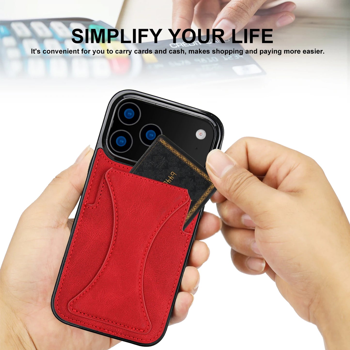 Foldable Kickstand Leather Phone Case For iPhone 17 Pro Max 16 Plus 15 14 13 12 Protective Credit Card Slots Kickstand Cover