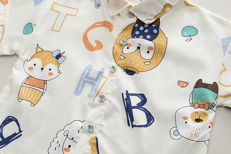 0-5 Years Quality Cotton T-Shirt Kids Girls Clothing Sets Stylish Printed Short Sleeve Baby Boys Clothing Suits