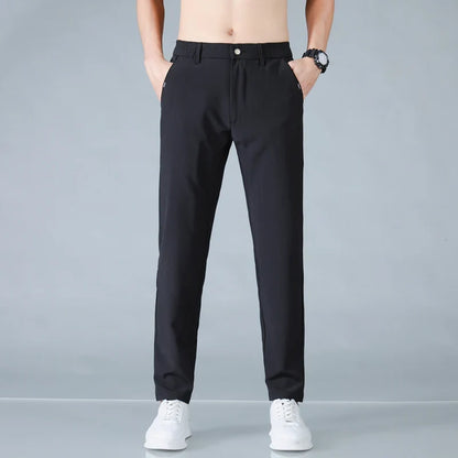 2025 Spring Summer Ultra-thin Men's Casual Pants Slim Straight Leg Elastic Waist Sports Jogging Trousers Fashion Men Golf Pants