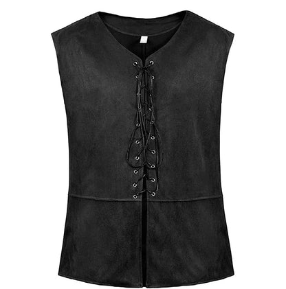 2025 Medieval Renaissance Pirate Gothic Steampunk Vest for Men, Multicolor Loose Plus Size Suede Fashion Men's Waistcoat,S-XXL