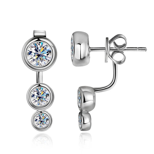 D VVS Moissanite Engagement Earring with GRA Certificates s925 Sterling Silver Plated 18k White Gold Earrings for Women