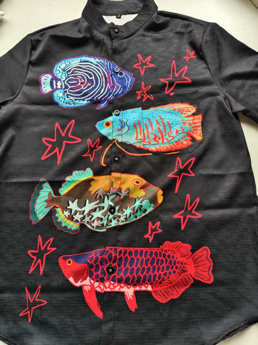 3D Printing Sea Wave Linen 80% Men's Short Sleeve Shirt Fashion Shirt Casual Harajuku Street Clothing Holiday Shirt Summer