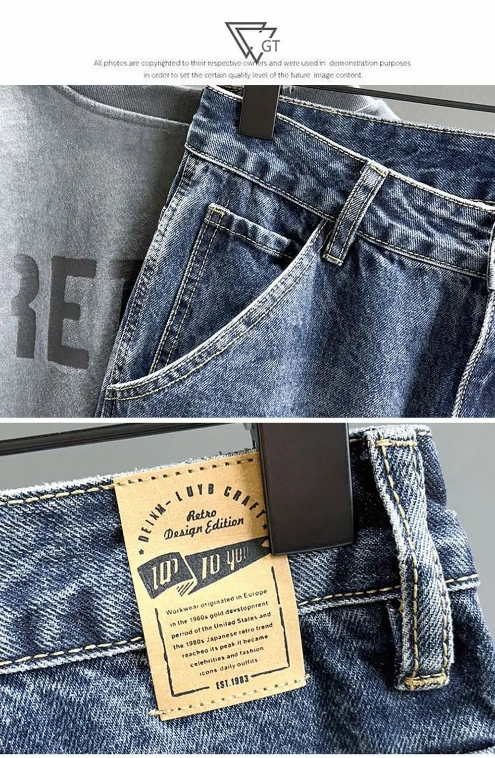 Korean Vintage Loose Tapered Men's Jeans Fashion High Street Drape Harem Pants Youth Hip Hop Streetwear Male Blue Denim Trousers