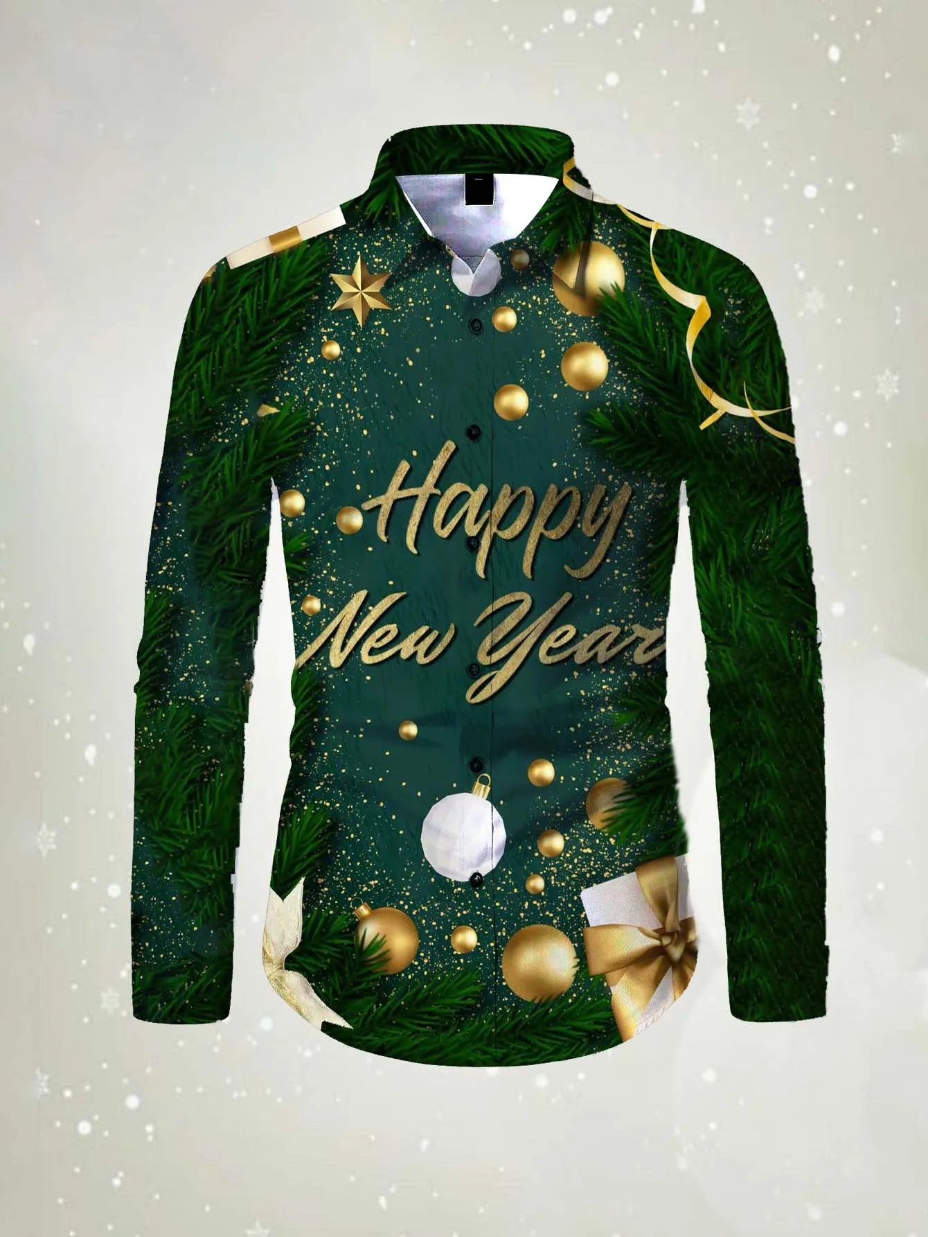 Men's long sleeved shirt Happy New Year Pattern 3D printed top 2026 spring autumn new fashion casual Festival Unisex clothing