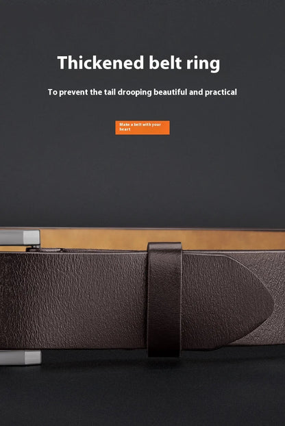 Men's Genuine Leather Belt - High-Quality Cowhide Leather Pin Buckle Belt with Alloy Clasp, Premium Men's Cowboy Belt