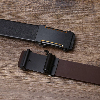 Luxury Genuine Leather Belt Men's Casual Cowhide Toothless Automatic Buckle Belt for Men Jeans Pants Waistband Business Belt