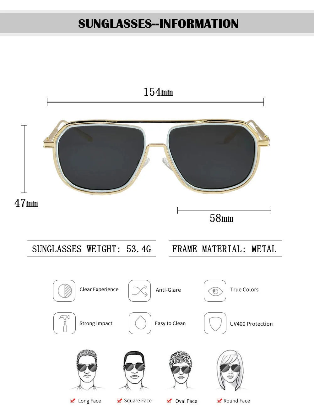 Fashion Sunglass Men Vintage Sunscreen Oversized Sunglasses Women Trendy Metal Glasses Gafas De Sol Hombre Lunette Soleil Femme