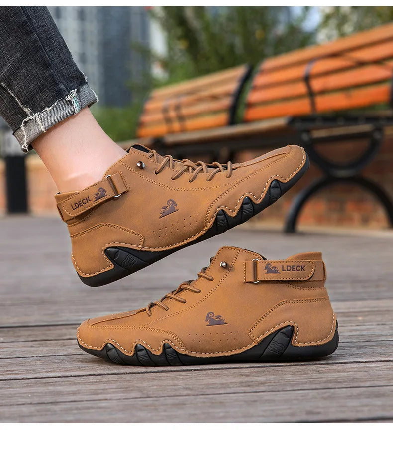 Stylish High-top Octopus Boots Men's Casual Booties Designer Soft Flats Breathable Moccasins Flats Drive Shoes Leather Sneakers