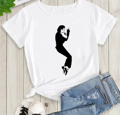 Michael Jackson Graphic Printed Tshirt Harajuku Rock Fashion Casual Short Sleeve Crew Neck Plus Size T Shirt Women