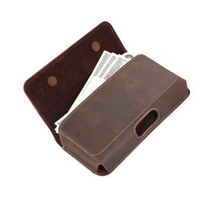 Genuine Leather Pouch For iphone 17Pro Max/17/16Pro Max/16Plus/15/15Pro Max/14Pro Max /14/13 Phone Holster Belt Clip Case Holder