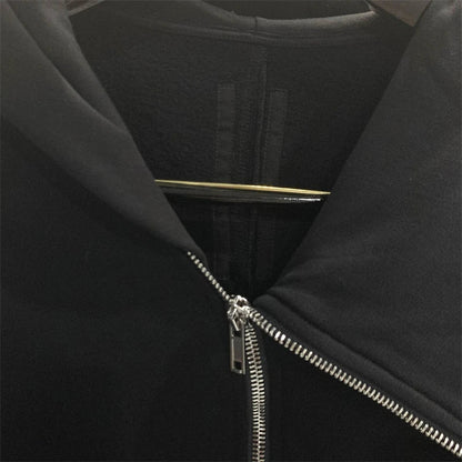 Autumn Zipper Design Black Hoodies Men's Women's Sportswear Jacket American Rock Hip Hop Street Wear Elastic Knitted Coats