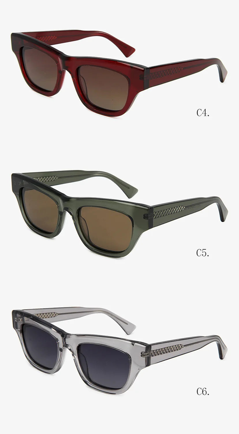 2026 Fashion Top Quality Square Polarized Sunglasses Men Acetate UV400 Unisex Sun Glasses Travel Hiking Beach Fishing Eyewear