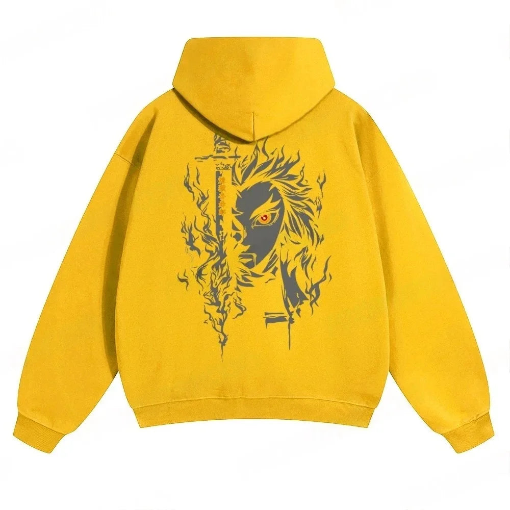 Demon Slayer: Kimetsu no Yaiba Men Hoodie Sweatshirt Rengoku Kyojuro Anime Spring Autumn Boy Long-sleeved Parent-child Outfit