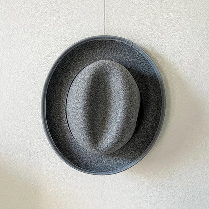 New British Style Wool Felt Fedora Hats for Men Roll Up Brim Homburg Gentleman Church Jazz Hat Party Dress Cap