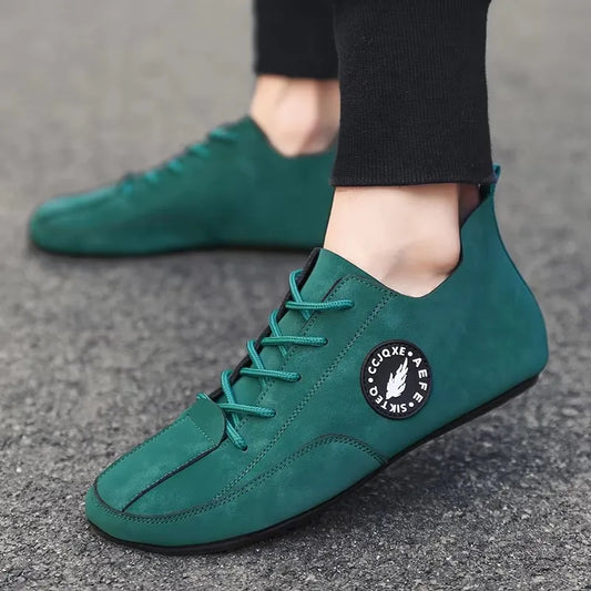Men's Loafers Lightweight Driving Casual Thin Bottom Flats Shoes Soft Sole Comfortable Non Slip Lace-up Walking Shoes Men