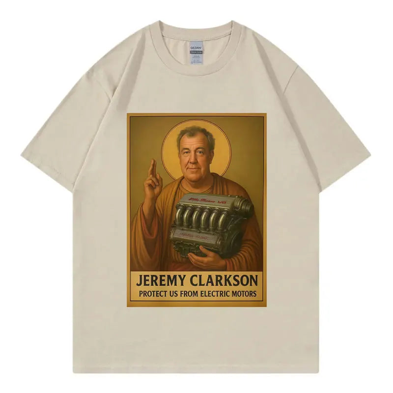Jeremy Clarkson Protect Us From Electric Motors T-shirt Top Gear Funny Meme Graphic T Shirt Unisex Casual Fashion Loose T-shirts