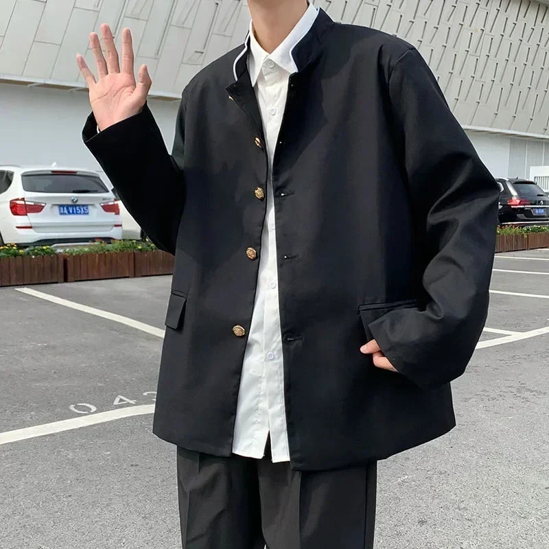 Spring Men's Casual Jacket Small Suit Japanese Style DK Uniform Student Coat Gakuran Youth Fashion Clothing