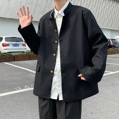 Spring Men's Casual Jacket Small Suit Japanese Style DK Uniform Student Coat Gakuran Youth Fashion Clothing