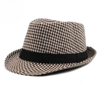 Spring Summer New Middle Aged Men's Top Hat Fashion Knitted Jazz Gentleman Black Chapeay Fedoras Bucket Hat Caps