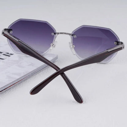 Rimless Polygon Luxury Sunglasses Acetate Alloy Gold Brand Irregular Square Original Classical Retro UV400 Gafas Hot