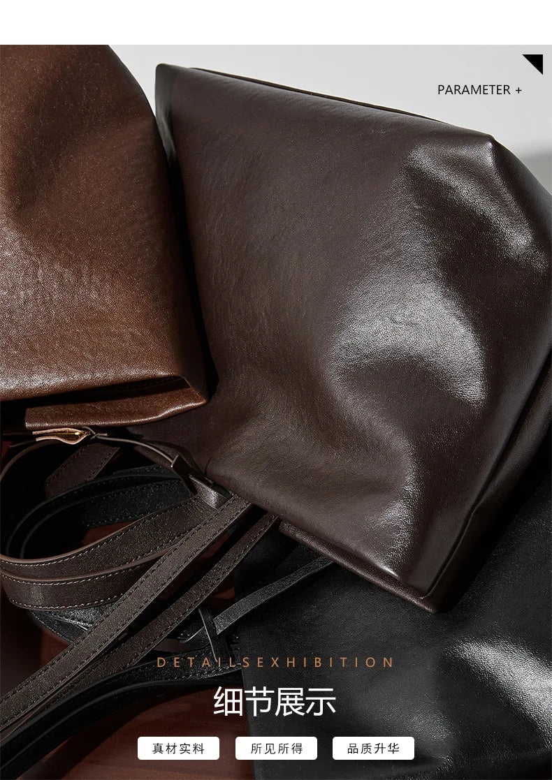 Luxury Women's Shoulder Bag Soft Leather Large Capacity Square Fashion Tote Bag Korean Fashionable Handbag Shopping Underarm Bag