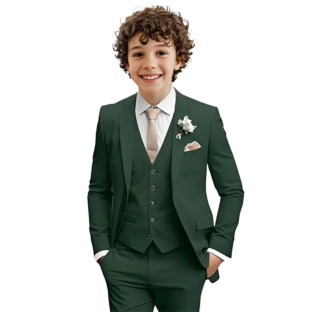 Multi-colors Boys Suit Set 3 Pieces Formal Outfit For Wedding Elegant Notched Lapel Kids Slim Fit Suits Party Tuxedo 2-20T