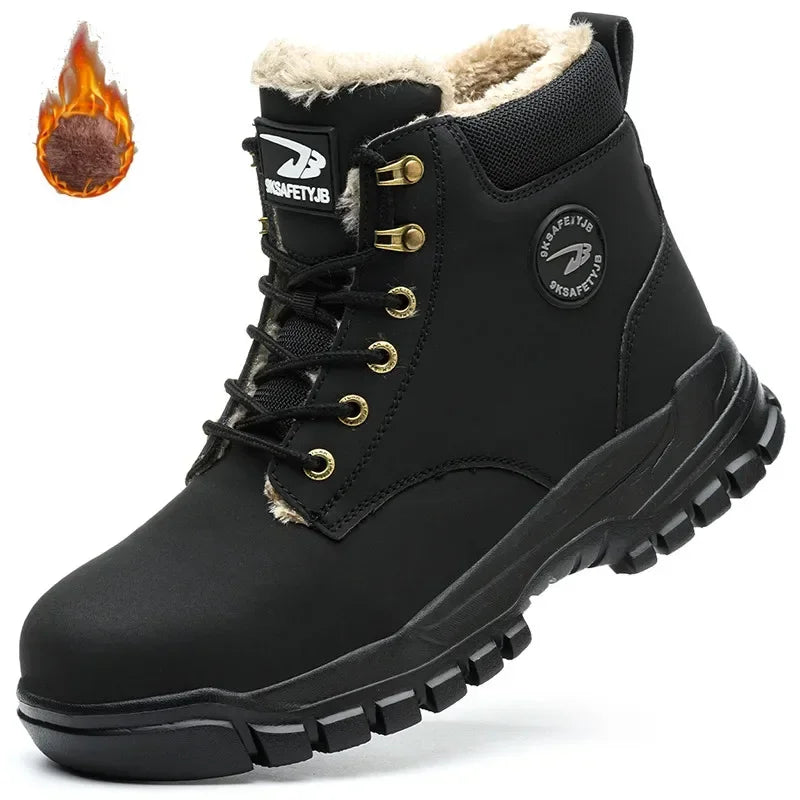 New 2024 Fashion Winter Warm Labor Boots For Men Waterproof Steel Toe Cap Safety Work Shoes Sneakers Male Footwear