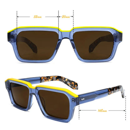 UV400 Protection Sunglasses Women Oversized Polarized Glasses for Men Trendy Retro Thick Acetate Wide Double Bridge Frame