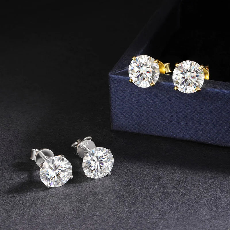 GRA Certified 4 Prong 0.2-2CT Moissanite Diamond Earrings D Color For Women Men Unisex S925 Silver Party Bridal Ear Studs