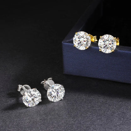 4 Prong 0.2-2CT Moissanite Stud Earrings D Color For Women Men S925 Silver Plated 18k Party Wedding Diamond Earring GRA